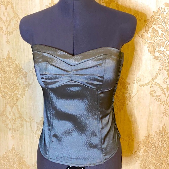 Metallic Pewter Corset Top - Picture 1 of 9